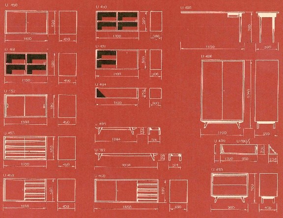Skříňka U-458 s dveřmi a zásuvkami